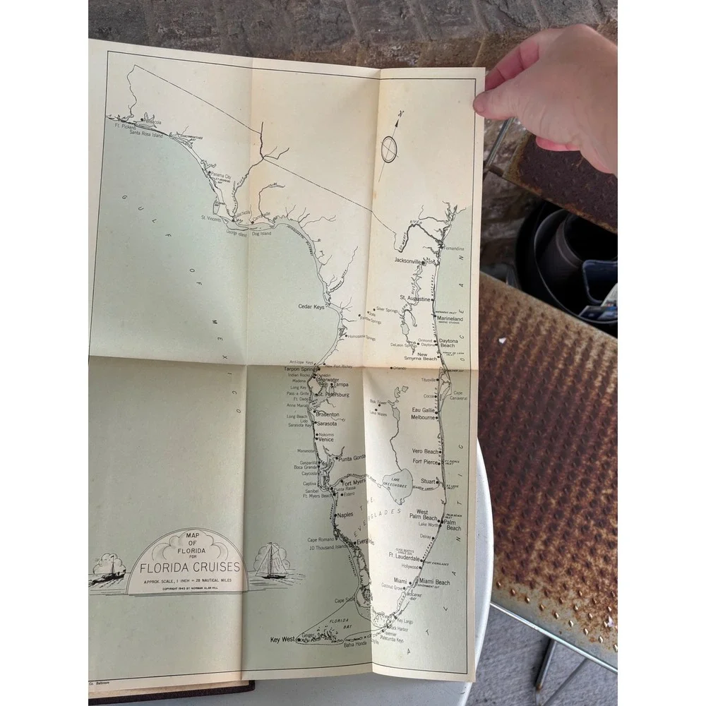 Florida Cruise Norman Alan Hill Vintage Hardcover Burgundy George W. King Book